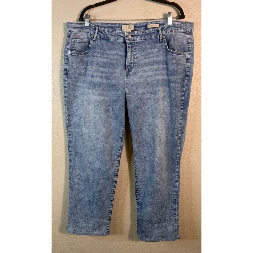 LOGO Womens 22WP Boyfriend Jeans Blue Tulah Light Wash Acid Denim Casual Preppy